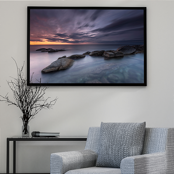 Quadro FineArt Mar com Água Calma sobre Rochas Adormecidas