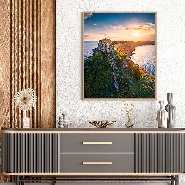 Quadro FineArt do Nascer do sol no Farol de Capo Milazzo
