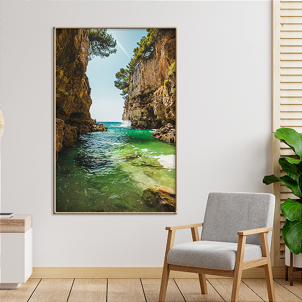 Quadro FineArt Vista da Baía do Mar entre Rochas