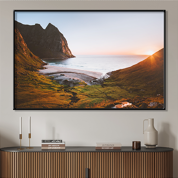 Quadro FineArt Ilhas Lofoten Praia de Kvalvika na Noruega