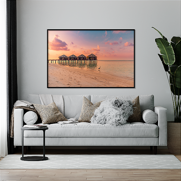 Quadro FineArt Paisagem Marítima do Pôr do Sol em Maldivas