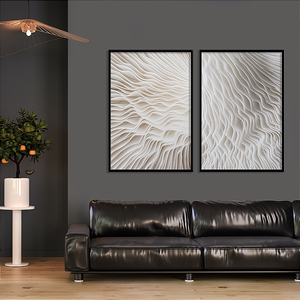 Conjunto com 2 quadros FineArt Natureza Abstrata Cogumelo Sajor Caju