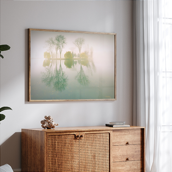 Quadro FineArt Paisagem Nevoenta Perto do Lago