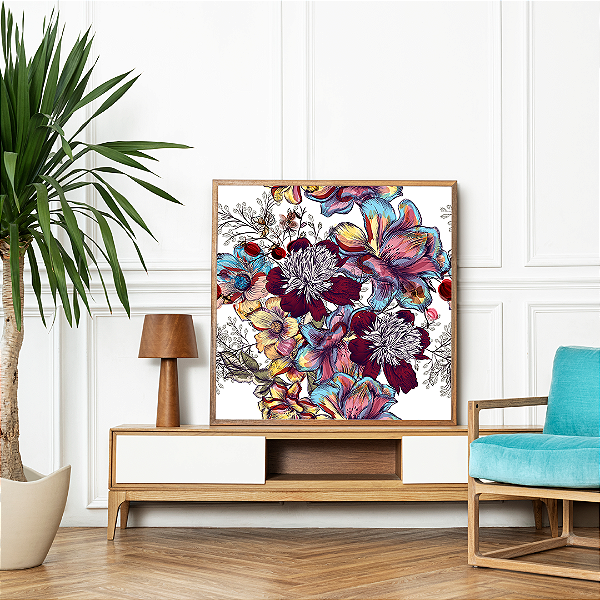 Quadro FineArt Ilustração Flor Peônia