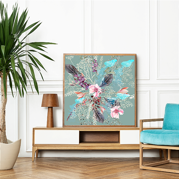 Quadro FineArt Ilustração com Flores da Primavera