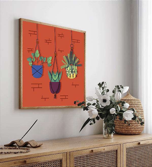 Quadro FineArt Ilustração Vasos de Plantas