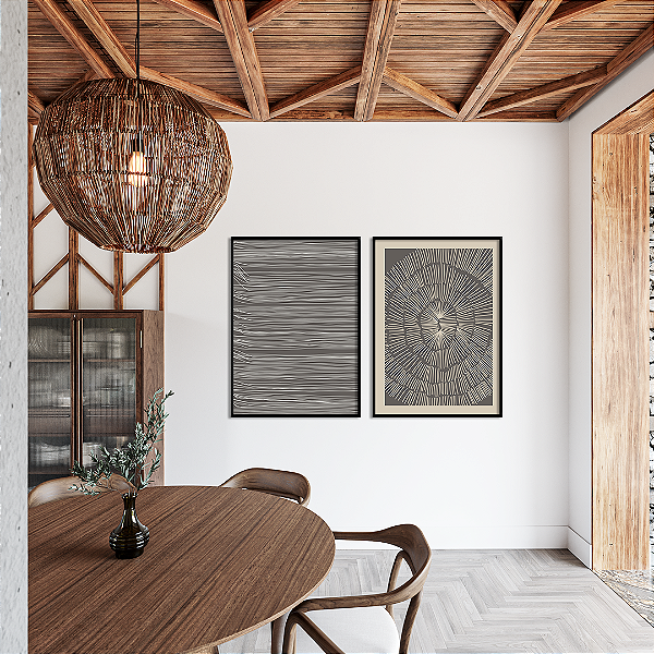 Conjunto com 2 quadros FineArt Abstrato linhas