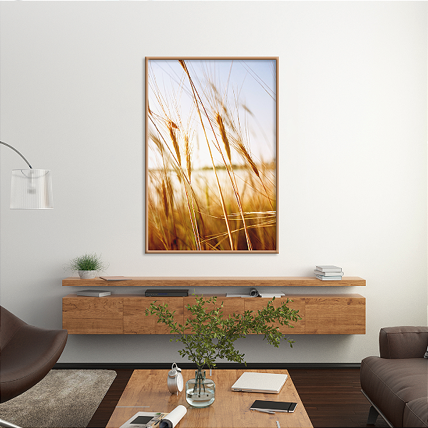Quadro FineArt Campo de Trigo ao Nascer do Sol