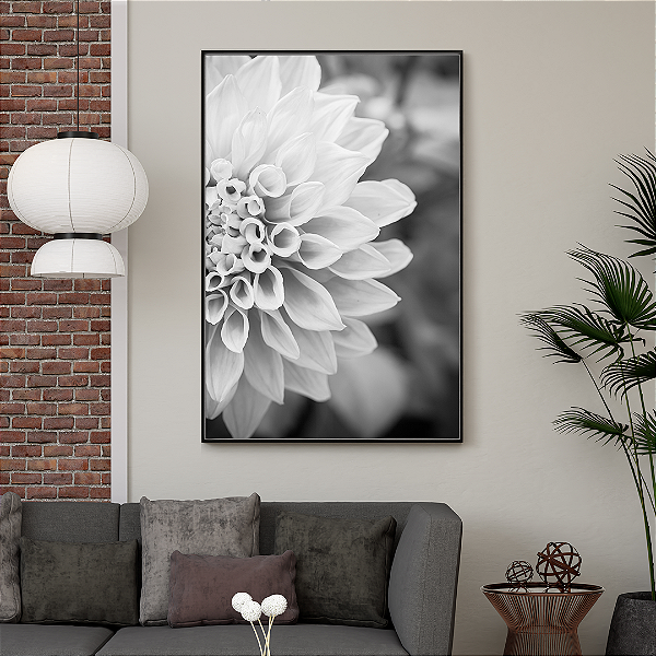 Quadro FineArt Flor Dália em Preto e Branco