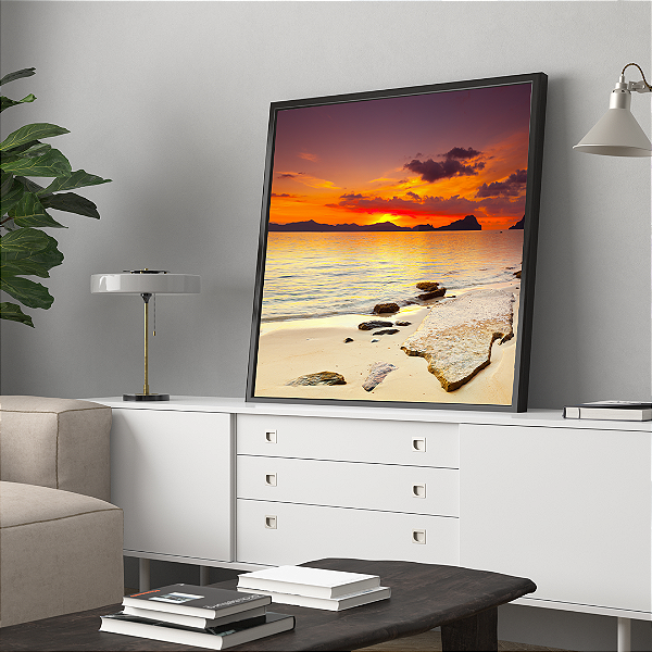 Quadro FineArt Praia no Por do Sol