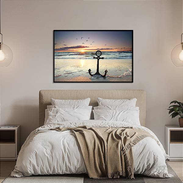 Quadro FineArt Ancora na Praia ao Amanhecer