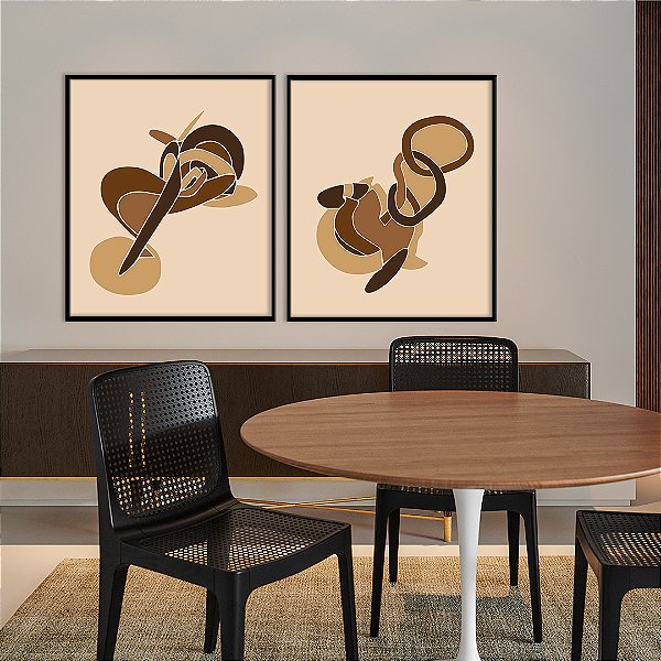 Obra Abstrato com Formas Orgânicas em Marrom - Artista Aline Wollinger