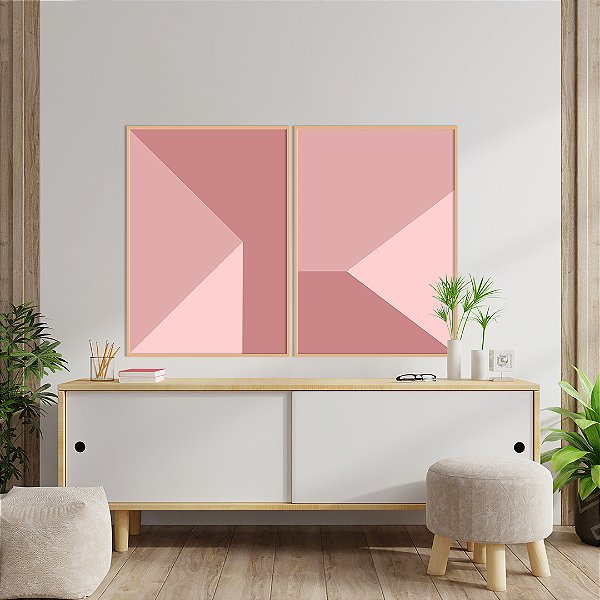 Conjunto com 2 quadros FineArt Abstrato com Padrões Geométricos