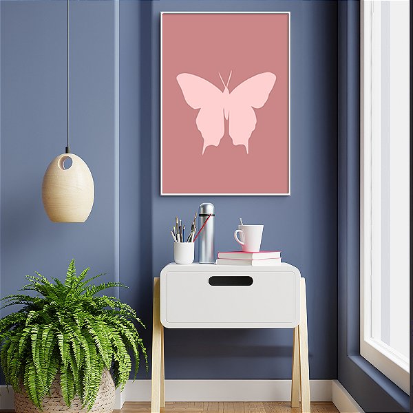 Quadro FineArt Abstrato de Borboleta Minimalista