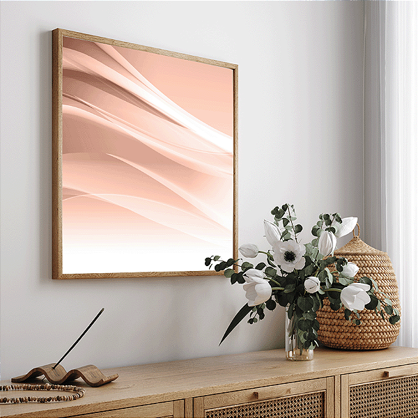 Quadro FineArt Abstrato Fundo Curvo em Rosa Suave