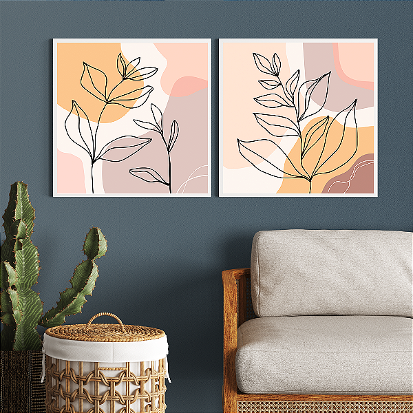 Conjunto com 2 quadros FineArt Abstrato  entre Ramos e Traços