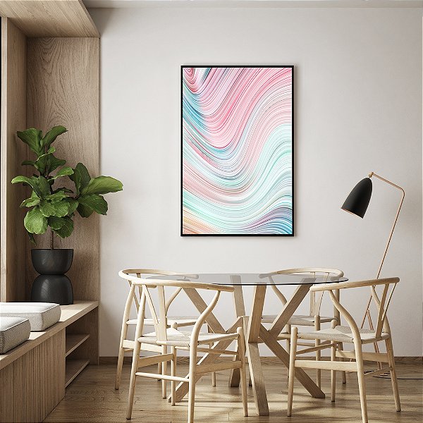 Quadro FineArt Abstrato Linhas Suaves e Coloridas
