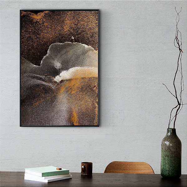 Quadro FineArt Abstrato Marmorizado Linhas de Luz no Escuro