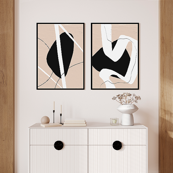 Conjunto com 2 quadros FineArt Abstrato Sombra e Areia