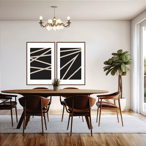 Conjunto com 2 quadros FineArt Abstrato Traços no Vazio