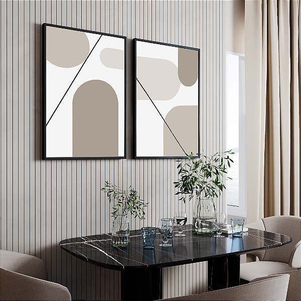 Conjunto com 2 quadros FineArt Abstrato Minimalista com Harmonia Natural