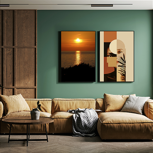 Conjunto com 2 quadros FineArt Figurativo Reflexos de Alma e Horizonte