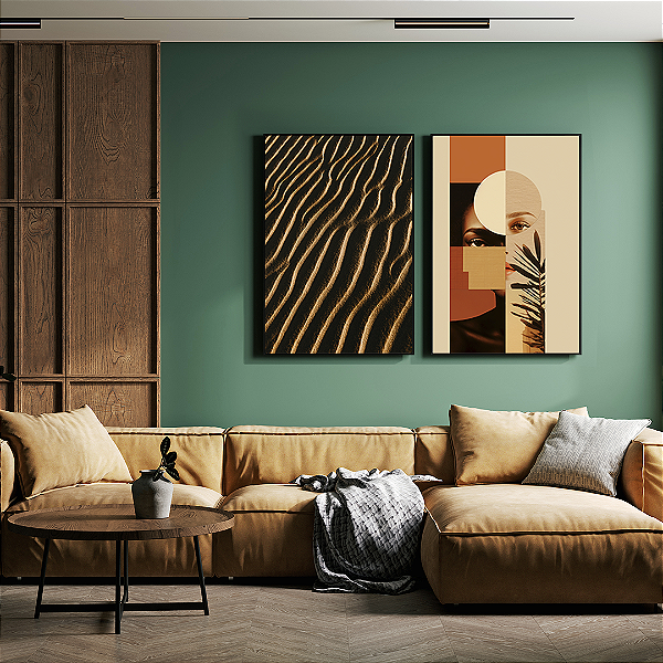 Conjunto com 2 quadros FineArt Figurativo Dunas da Alma: O Encontro Entre Natureza e Abstração