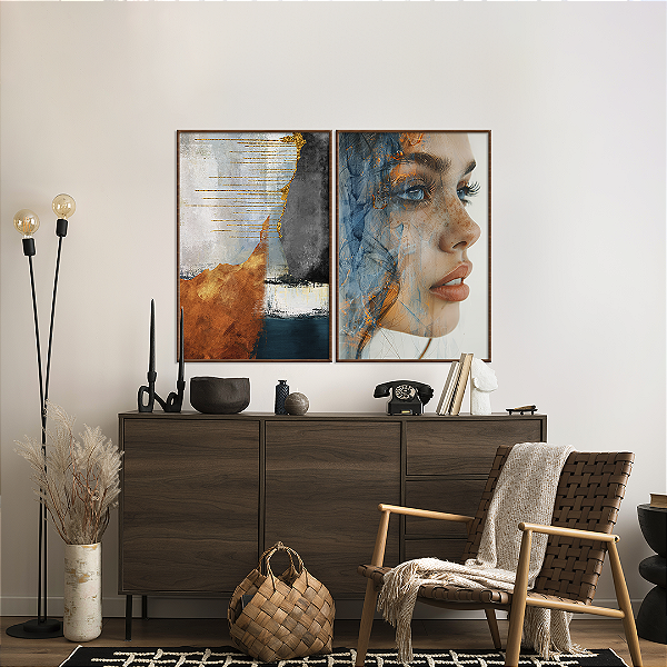 Conjunto com 2 quadros FineArt Figurativo Metamorfose: Abstração e Identidade