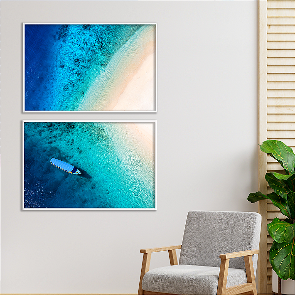 Conjunto com 2 quadros FineArt Além do Mar e da Areia
