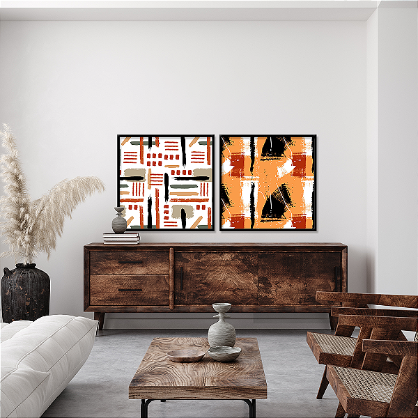 Conjunto com 2 quadros FineArt Abstrato Tribo Urbana