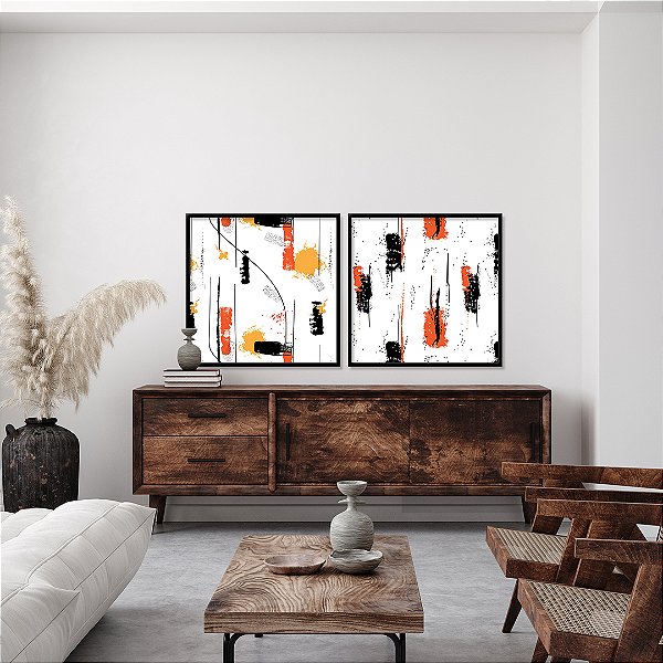 Conjunto com 2 quadros FineArt Abstrato Ritmos Urbanos