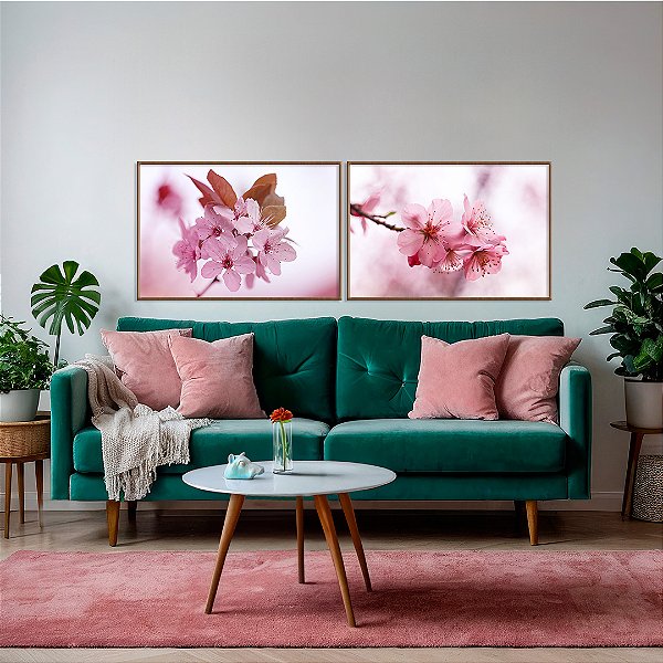 Conjunto com 2 quadros FineArt Flores de Cerejeira