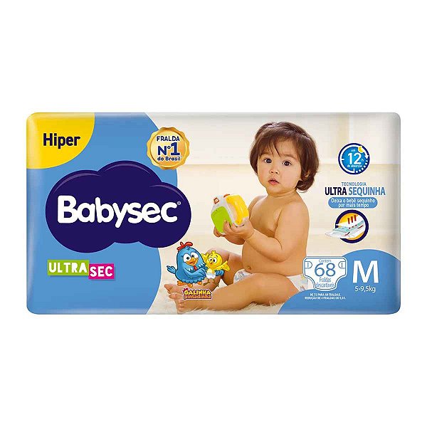 FRALDA BABYSEC ULTRASEC GALINHA PINTADINHA HIPER M 68UNI