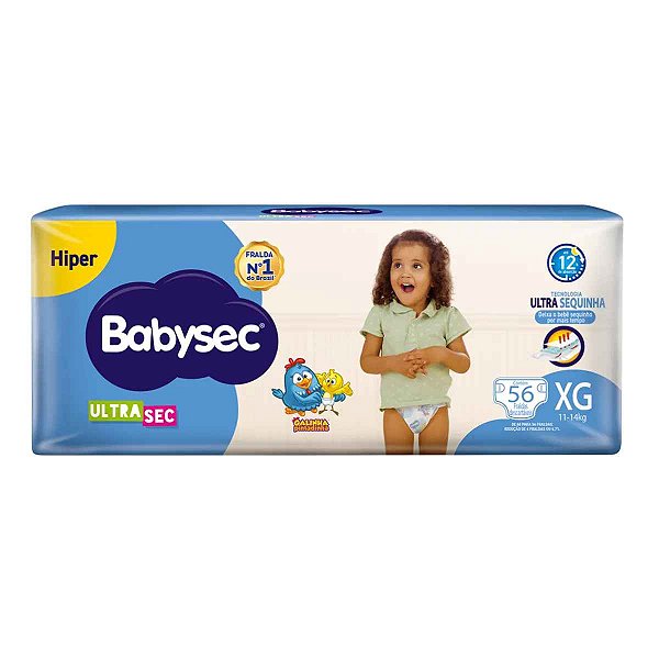 FRALDA BABYSEC ULTRASEC GALINHA PINTADINHA HIPER XG 56UNI