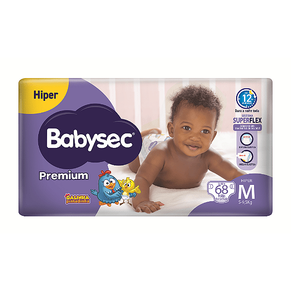 FRALDA BABYSEC PREMIUM GALINHA PINTADINHA HIPER M 68UNI