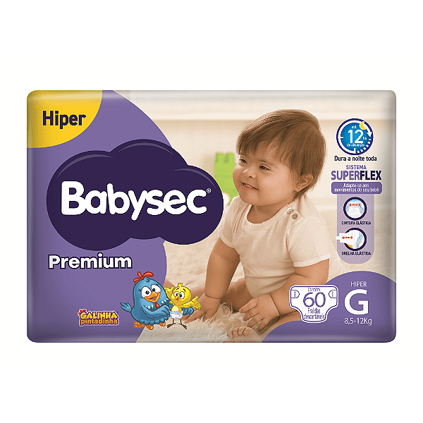 FRALDA BABYSEC PREMIUM GALINHA PINTADINHA HIPER G 60UNI