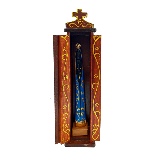 Oratórios + Figura Religiosa Esculpida em Madeira de 11cm - N.S.Aparecida