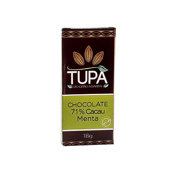 Chocolate Tupã 71% Cacau com Menta - Barrinha 18g