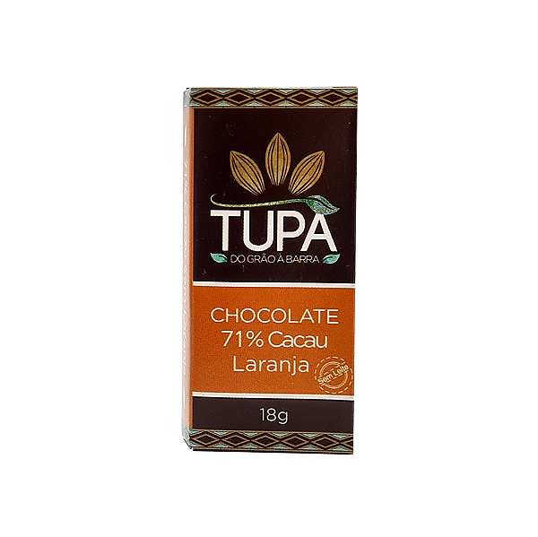 Chocolate Tupã 71% Cacau com Laranja - Barrinha 18g