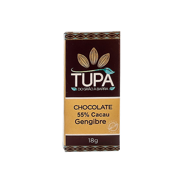 Chocolate Tupã 55% Cacau com Gengibre - Barrinha 18g