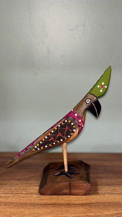 Artesanato Pássaros de Madeira - 17cm - Sérgio D. Inês - Cód. 4.666
