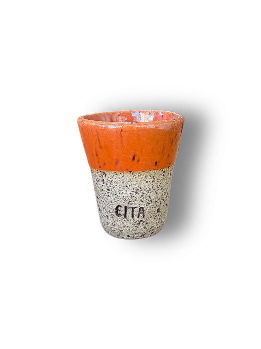 Copo de Cerâmica feito à mão - Coleção Doses de Nordestinidade - EITA Laranja