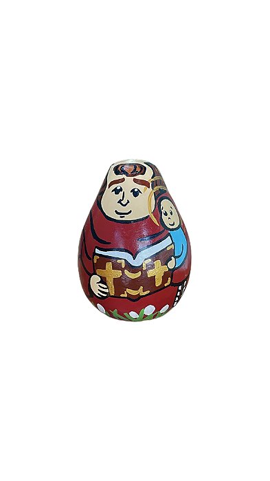 Artesanato em Barro Pintado à Mão Santo Antônio 9cm - Marcela Dias