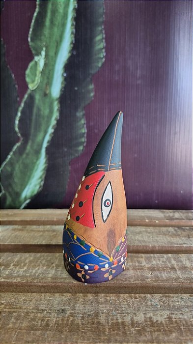 Artesanato Cabeças de Madeira - 17cm - Sérgio D.Inês - Código 5.290