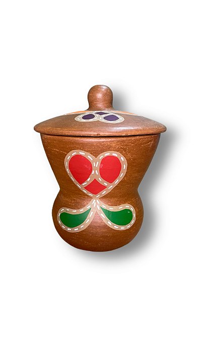 Cuscuzeira pintada à mão Xica do Pote 12 cm - Coleção Gibão