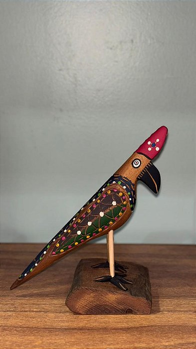 Artesanato Pássaros de Madeira - 17cm - Sérgio D.Inês - Cód. 4.665
