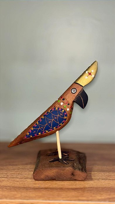 Artesanato Pássaros de Madeira - 17cm - Sérgio D.Inês - Cód. 4.669