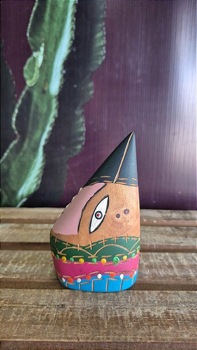 Artesanato Cabeças de Madeira - 14cm - Sérgio D.Inês - Código 5.294