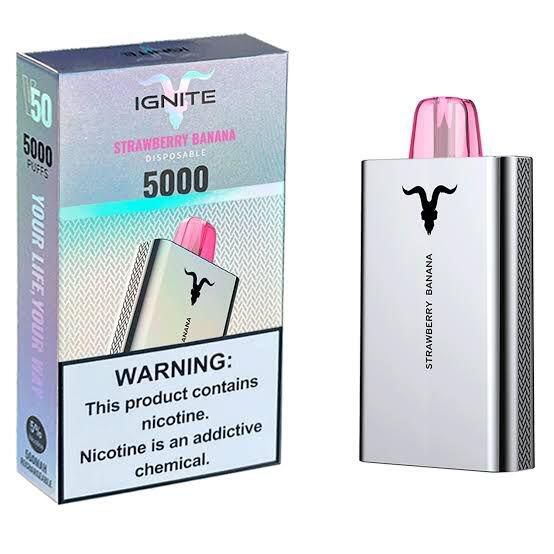 Ignite 5000 Puffs Banana Ice (V50) - Vapor Club Brasil