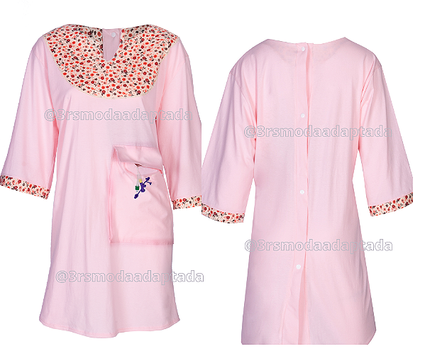 Vestido com bolso para usuária de sonda de Gastrostomia